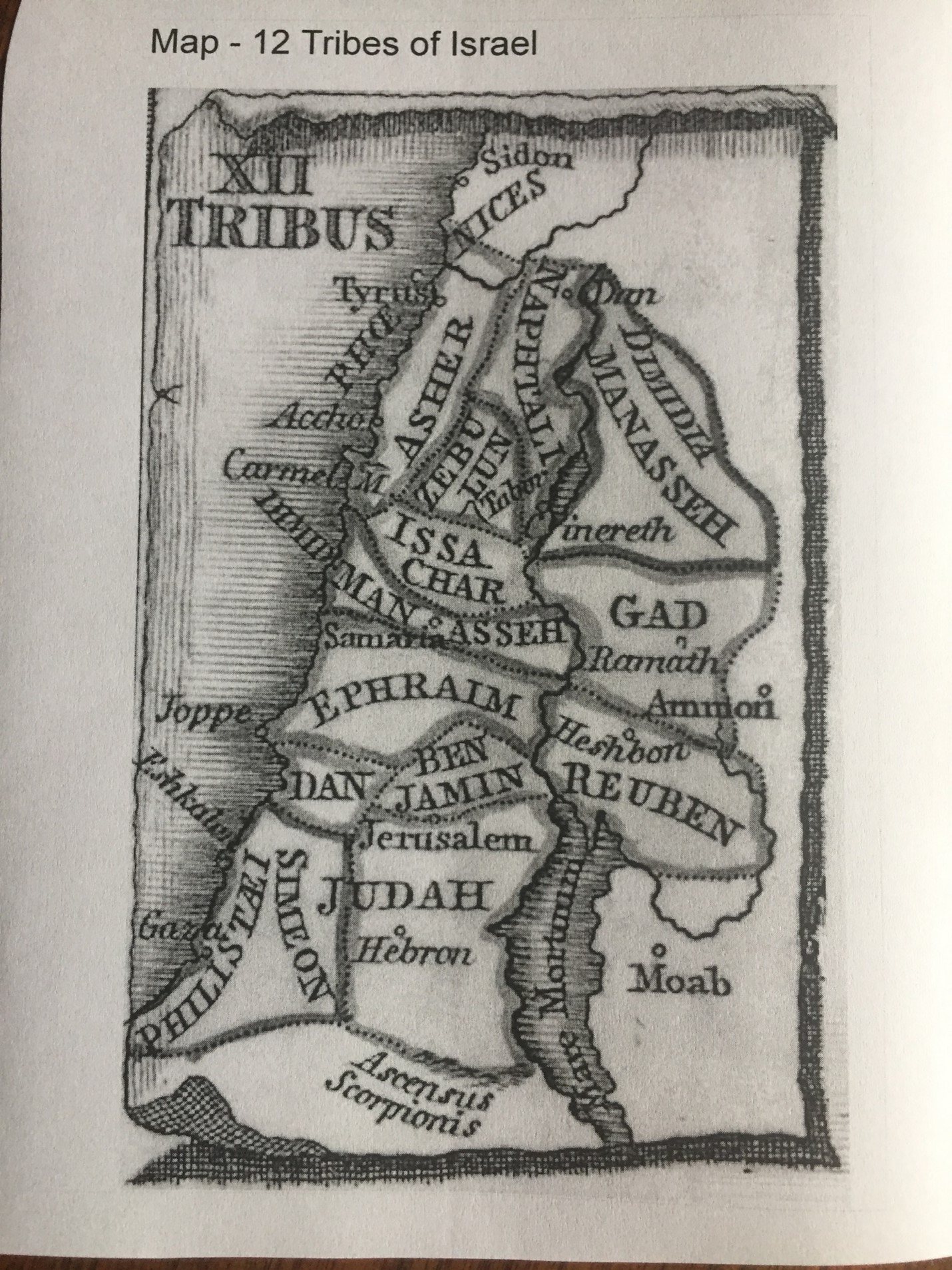 Map of the Twelve Tribes of Israel